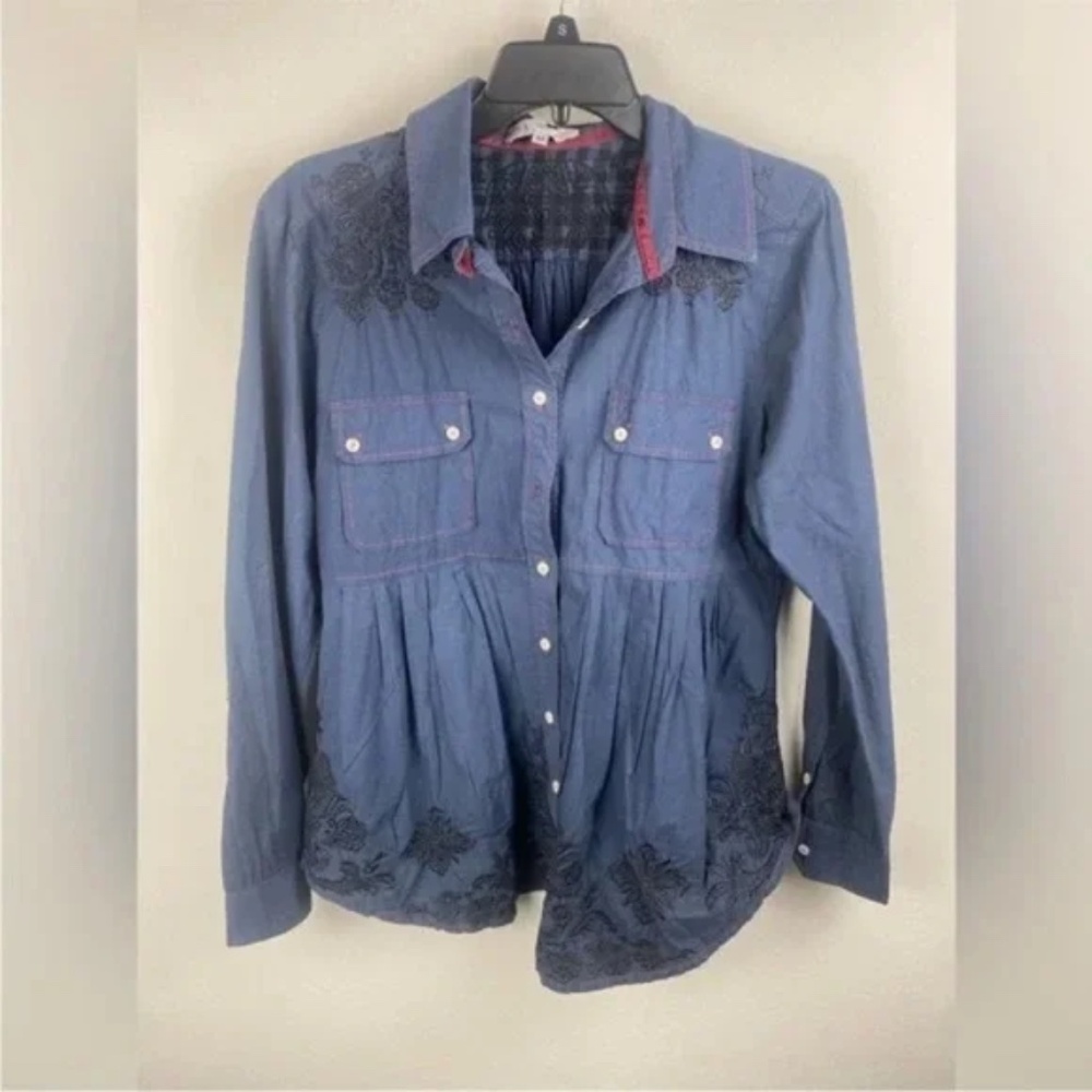 JOHNNY WAS 3J Workshop Embroidered button down-Hard-to-Find-M - Picture 9 of 13